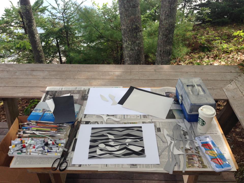 The artist's workbench during a long summer vacation.